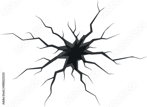 Cracked Surface Illustration A Black Hole Effect on a White Background