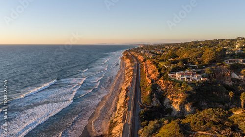Sandstone cliffs near Del Mar, California, drone photo