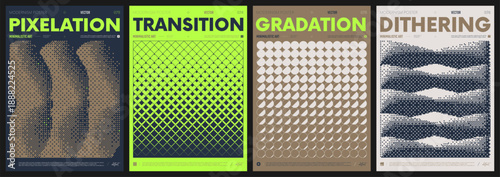 Vector minimalist colorful contemporary art with geometric shapes, brutalist style inspired graphics, bold aesthetic, modern abstract poster collection, shape distortion effect set 31