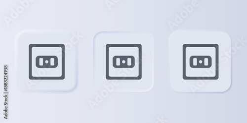Grey Electrical outlet icon isolated on grey background. Power socket. Rosette symbol. Set icons in square buttons. Vector
