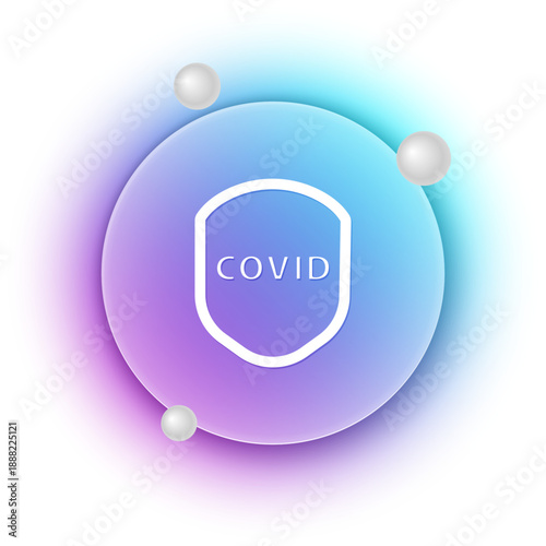 White Shield protecting from virus, germs and bacteria icon isolated on white background. Immune system concept. Corona virus covid-19. Blue and purple gradient circle background. Vector
