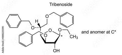 Tribenoside, chemical structure of tribenoside, drug substance