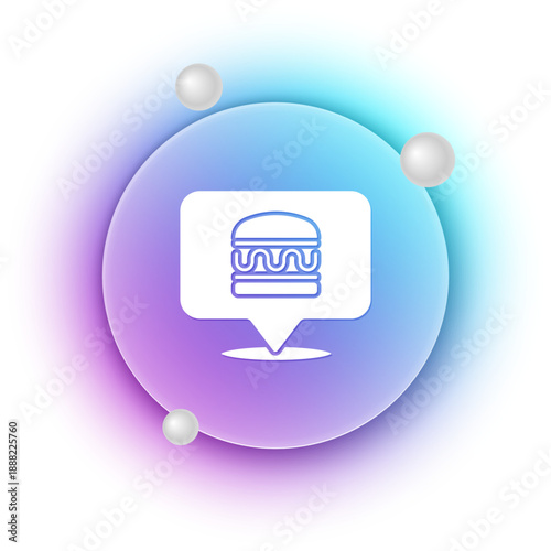 White Online ordering and burger delivery icon isolated on white background. Blue and purple gradient circle background. Vector