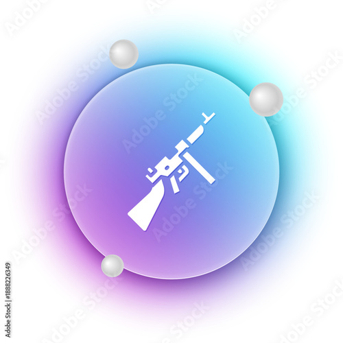 White Thompson tommy submachine gun icon isolated on white background. American submachine gun. Blue and purple gradient circle background. Vector