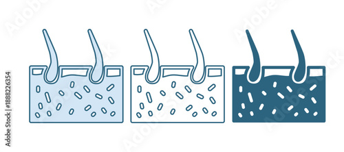 Blue Hair covering skin icon isolated on white background. Hair follicle. Vector