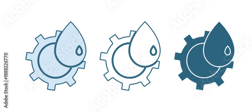 Blue Oil and gas industrial factory building icon isolated on white background. Vector