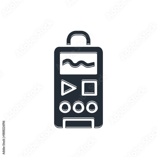 Black Dictaphone icon isolated on white background. Voice recorder. Vector