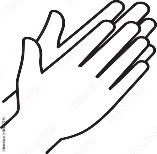 A hand with fingers spread apart in a simple black line drawing on a white background
