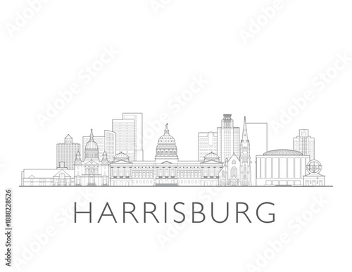 Photos Harrisburg Pennsylvania cityscape illustration skyline drawing