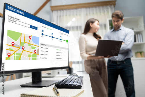 Fotografía Delivery tracking system for e-commerce and brisk online business to timely good