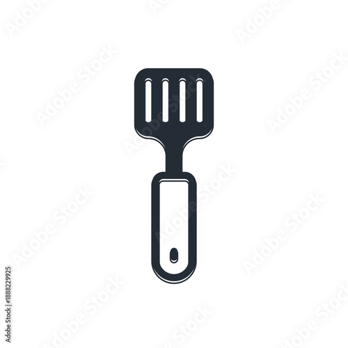 Black Spatula icon isolated on white background. Kitchen spatula icon. BBQ spatula sign. Barbecue and grill tool. Vector