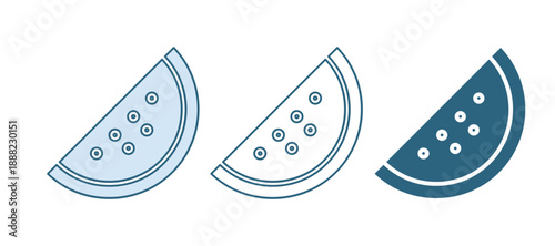 Blue Casino slot machine with watermelon symbol icon isolated on white background. Gambling games. Vector