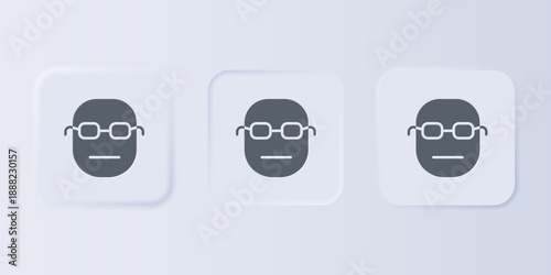 Grey Poker player icon isolated on grey background. Set icons in square buttons. Vector