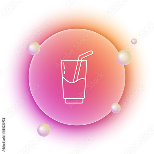 White Cocktail and alcohol drink icon isolated on white background. Orange and pink gradient circle background. Vector