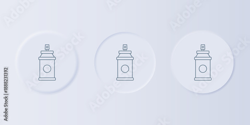 Grey Paint spray can icon isolated on grey background. Set icons in square buttons. Vector