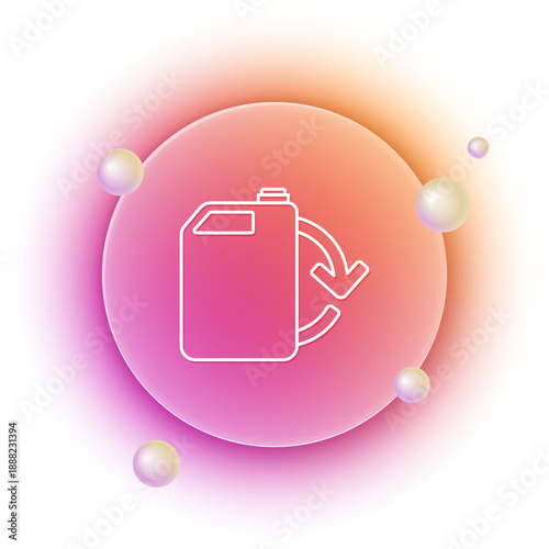 White Eco fuel canister icon isolated on white background. Eco bio and barrel. Green environment and recycle. Orange and pink gradient circle background. Vector