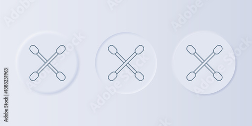 Grey Cotton swab for ears icon isolated on grey background. Set icons in square buttons. Vector