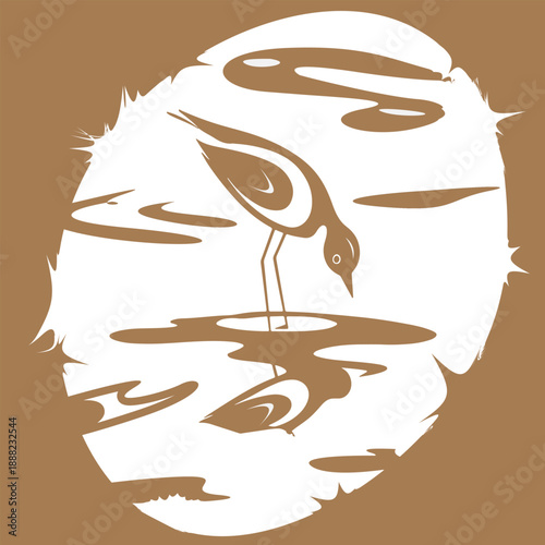 Abstract Avian Reflections in Earthy Tones Organic Vector Art