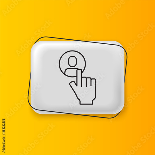 Black Head hunting icon isolated on yellow background. Business target or Employment sign. Human resource and recruitment for business. Silver rectangle button. Vector