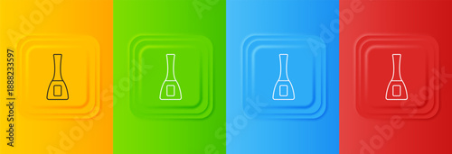 White Nail polish bottle icon isolated on colorful background. Set icons in square buttons. Vector