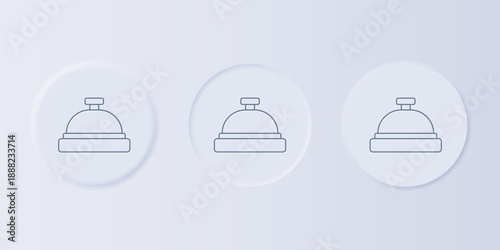 Grey Hotel service bell icon isolated on grey background. Reception bell. Set icons in square buttons. Vector