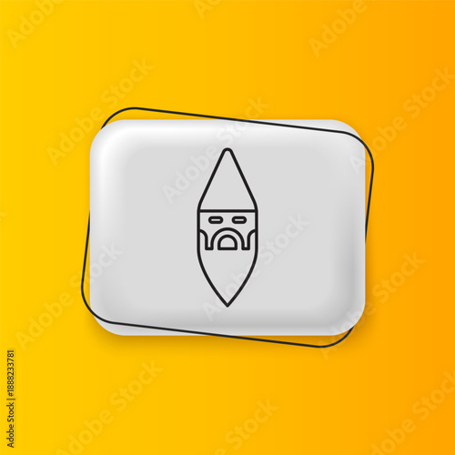 Black Wizard warlock icon isolated on yellow background. Silver rectangle button. Vector