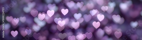 Abstract purple hearts bokeh background creative design art colorful environment for Mother's Day, Valentine's Day, Birthday concept	
