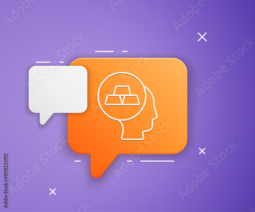 White Gold bars icon isolated on purple background. Banking business concept. Orange speech bubble symbol. Vector