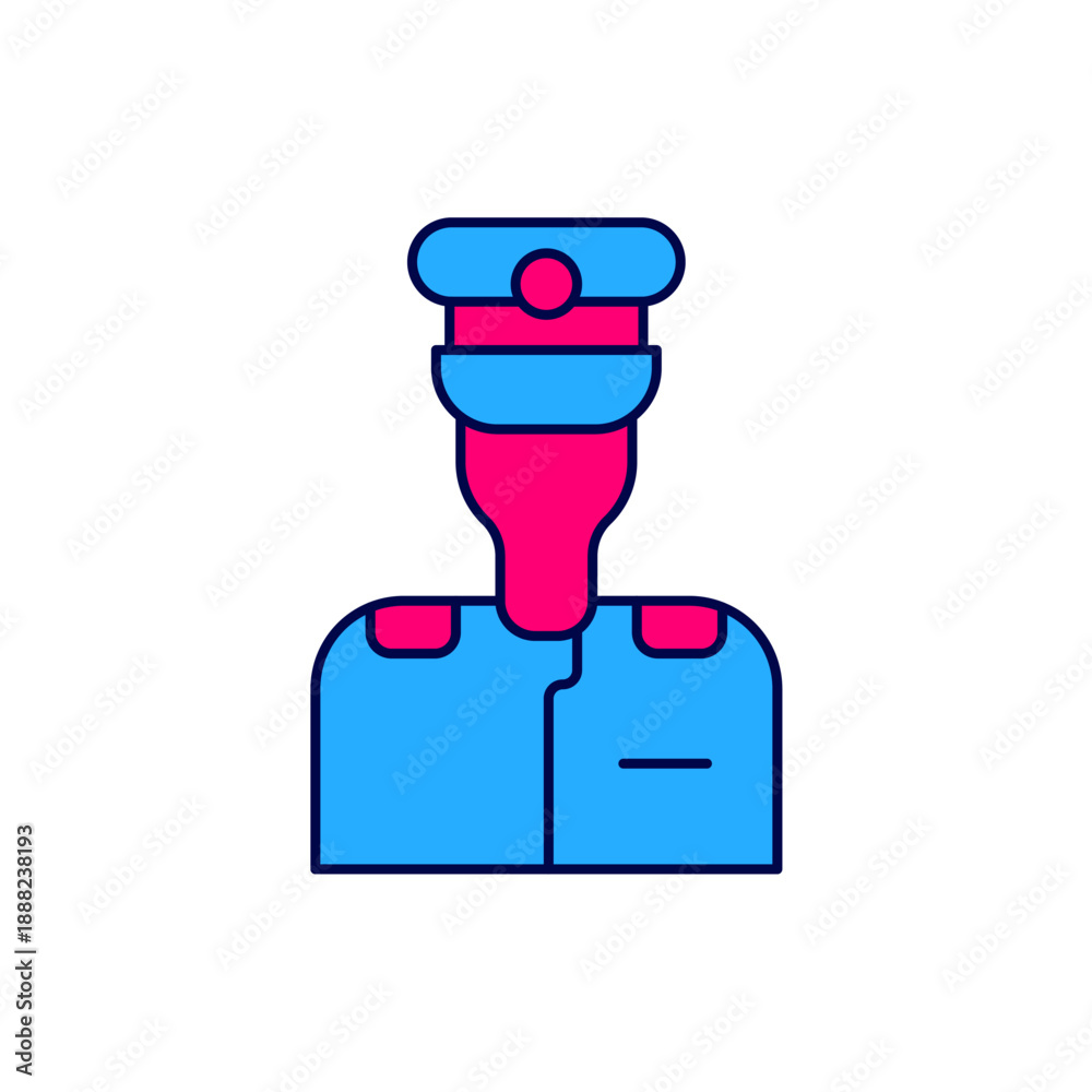 Obraz premium Filled outline Captain of ship icon isolated on white background. Travel tourism nautical transport. Voyage passenger ship, cruise liner. Vector
