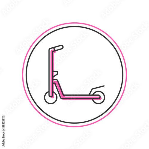 Filled outline Roller scooter for children icon isolated on white background. Kick scooter or balance bike. Vector