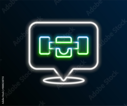 Glowing neon line Skateboard wheel icon isolated on black background. Skateboard suspension. Skate wheel. Colorful outline concept. Vector