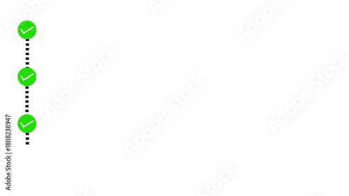 Minimalist vertical progress checklist animation on transparent background showing milestones being completed for project management, business planning, and educational goal setting.