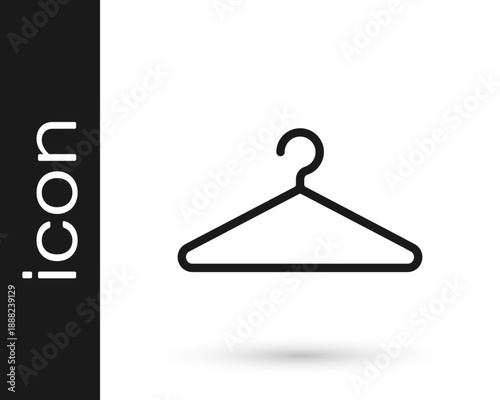 Black Hanger wardrobe icon isolated on white background. Cloakroom icon. Clothes service symbol. Laundry hanger sign. Vector
