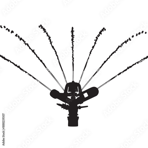 Garden sprinkler, oscillating water spray system for lawn and plant irrigation, essential watering device, outdoor equipment, isolated vector illustration on white background