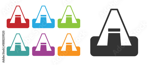 Black Tourist tent icon isolated on white background. Camping symbol. Set icons colorful. Vector