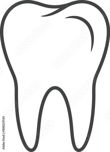Simple black line art icon representing a single molar tooth isolated on a clean white background perfect for dental health concepts.