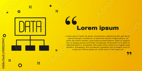 Black Data analysis icon isolated on yellow background. Business data analysis process, statistics. Charts and diagrams. Vector