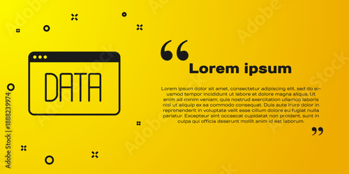 Black Data analysis icon isolated on yellow background. Business data analysis process, statistics. Charts and diagrams. Vector