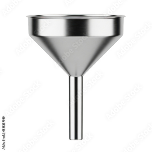 Shiny Stainless Steel Kitchen Funnel isolated on Transparent Background