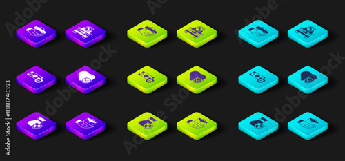 Set Money bag with shield, Hand holding briefcase, Life insurance, Car and icon. Vector