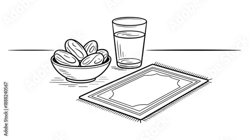 Snack time setup isolated on white background, Vector