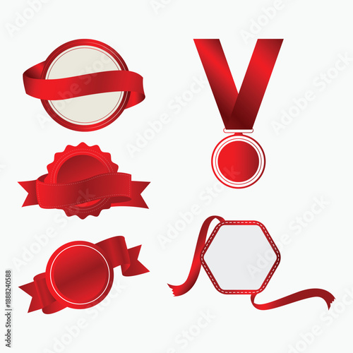 Wallpaper Mural Premium Red Ribbon Badges and Metallic Gold Seal Label Vector Collection Torontodigital.ca