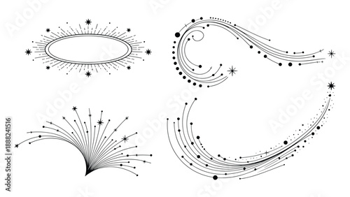 Abstract starfield patterns isolated on white background, Vector