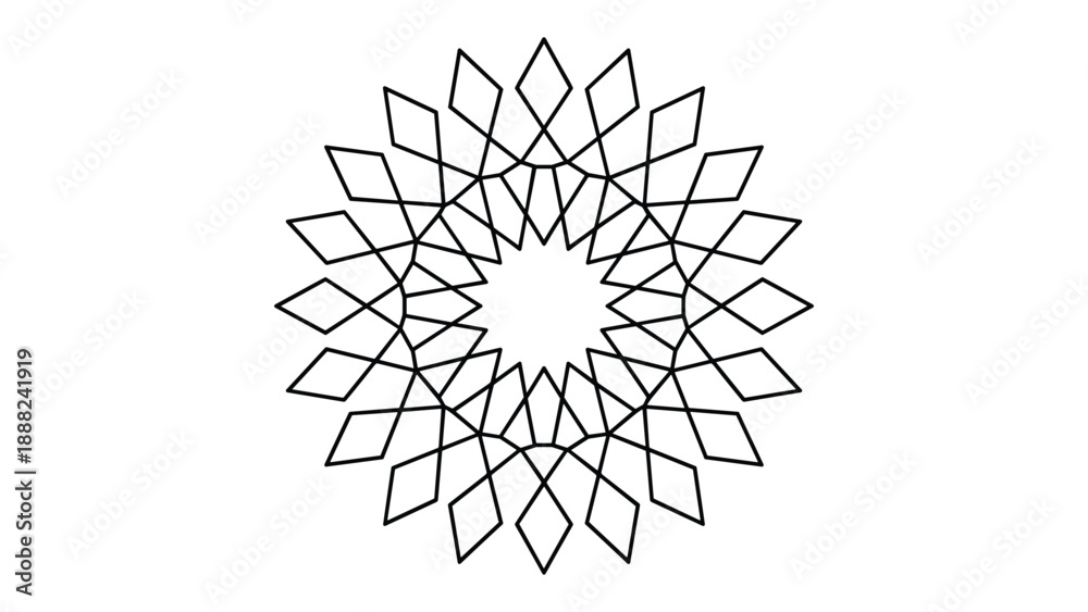 Obraz premium Intricate geometric star pattern isolated on white background, Vector