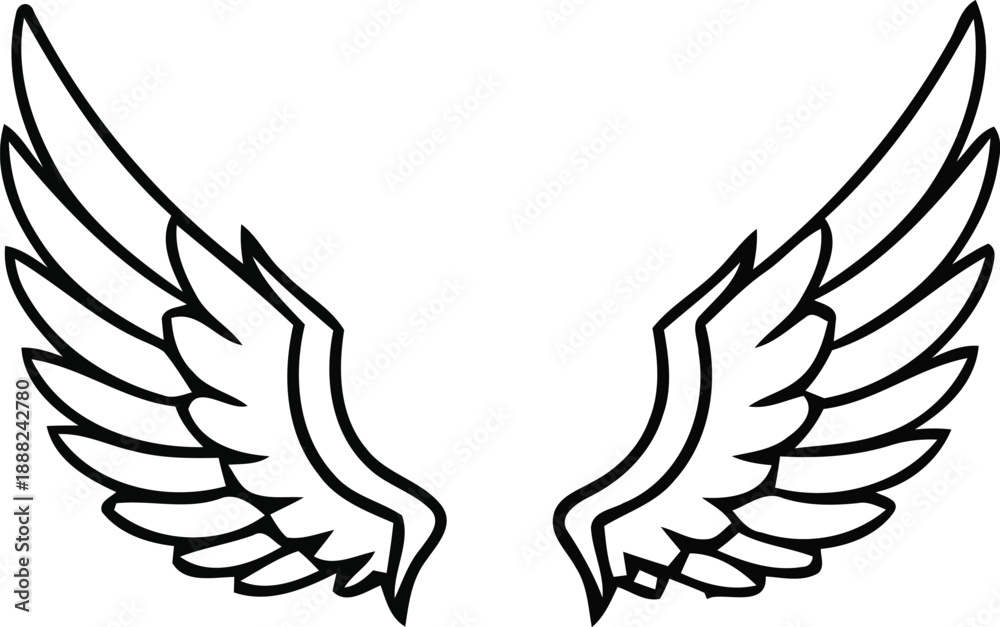 Obraz premium Graceful outline illustration of outstretched wings, symbolizing freedom, aspiration, and flight towards new horizons