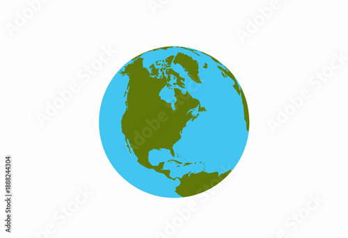 Illustration of the Earth showing North and Central America regions with blue oceans against a white background representing geography and environmental themes