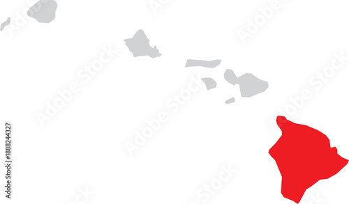 The Big Island Location Highlighted on Map of the State of USA Vector Design