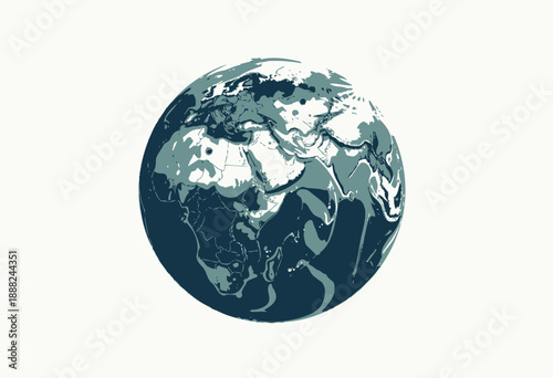 Illuminated Globe with Sunlight Casting Dynamic Shadows Over Continents Surrounded by Vast Blue Oceans on a Bright, Vibrant Background