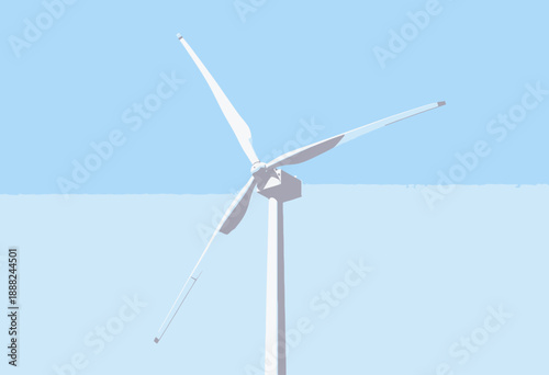 Large White Wind Turbine Towering Against Clear Blue Sky in a Display of Renewable Energy Technology and Sustainable Power Generation