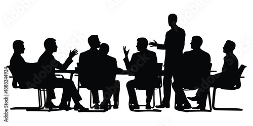 Wallpaper Mural Business people silhouettes in cafe sitting and drinking vector illustration Torontodigital.ca